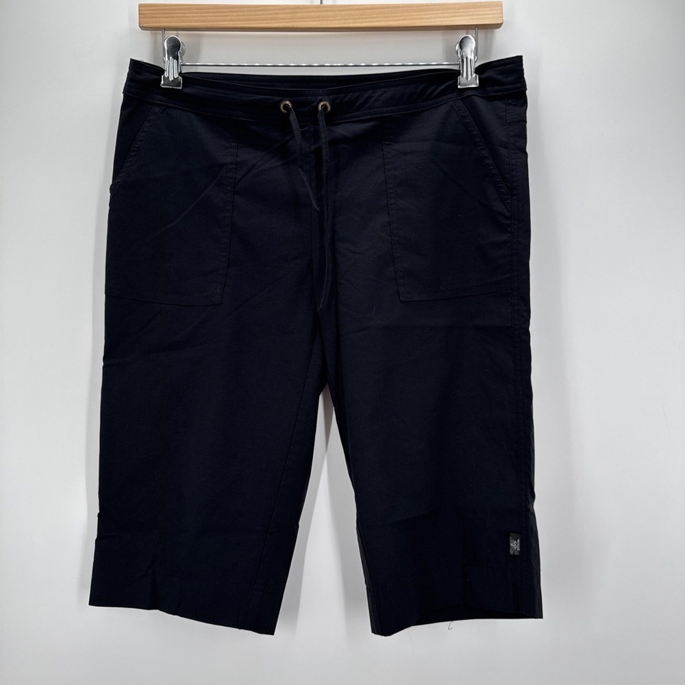 prAna Black Stretch Bermuda Shorts Women's M Nylon Spandex Drawstring Active